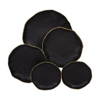 Arlow 5 Disc Wall Art - Aluminium/Metal - L15 x W82.5 x H88.5 cm - Black/Gold