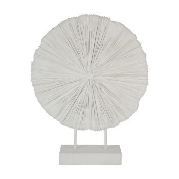 Orbis Textured Sculpture on Stand - Polyresin - L12 x W46 x H58 cm - White