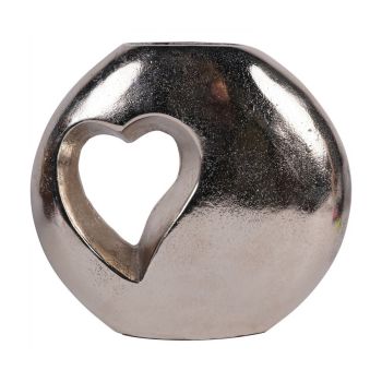 Esme Heart Vase - Aluminium - L6.5 x W26 x H24 cm - Silver