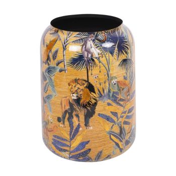 Jungle Vase Large - Iron/Paper/Enamel - L47 x W47 x H62 cm - Gold/Blue