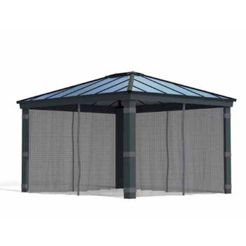 Net Curtain Set for Dallas 12 x 14 Gazebo - Polyester - L212 x W409 cm - Dark Grey (Gazebo Not Included)