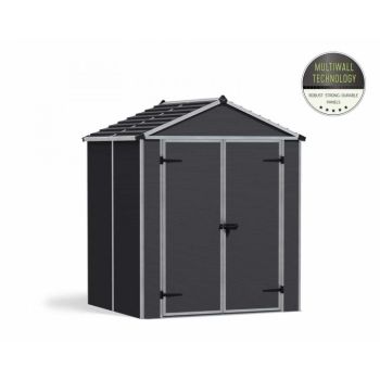 Rubicon Shed 6X5 Dark - Polycarbonate - L154 x W185 x H217 cm - Dark Grey