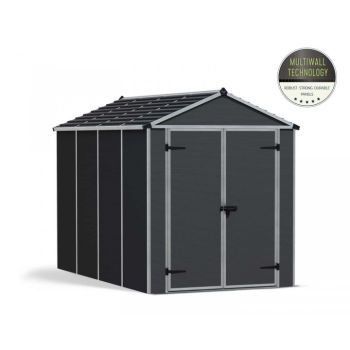 Rubicon Shed 6 x 10 Dark - Polycarbonate - L303.6 x W185 x H217 cm - Dark Grey