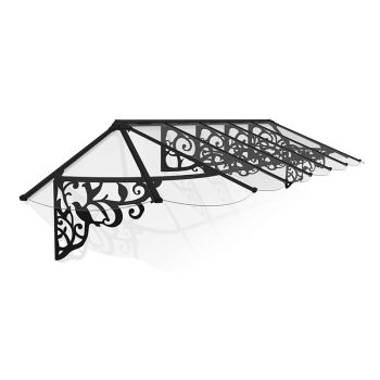 Patio Cover Lily Extendable Series Canopy Door Awning Kit 4100 Clear - Acrylic - L421.4 x W88 x H70 - Black