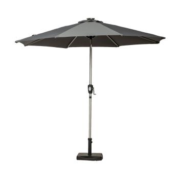 Crank and Tilt LED Strip Parasol - Aluminium/Polyester - L270 x W270 x H225 cm - Grey
