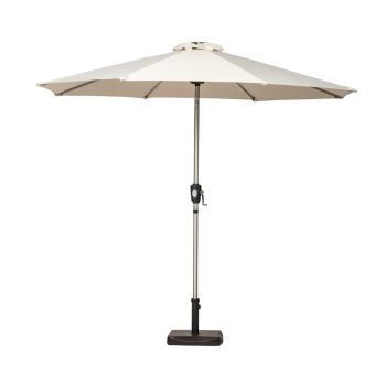 Crank and Tilt LED Strip Parasol - Aluminium/Polyester - L270 x W270 x H225 cm - Ivory