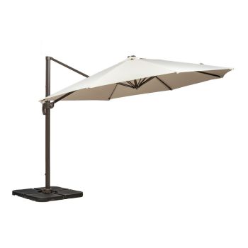 Solar Powered LED Cantilever Parasol - Aluminium/Polyester - L350 x W350 x H255 cm - Ivory