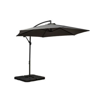 Standard Cantilever Over Hanging Parasol with Cross Stand - Steel/Polyester - L300 x W300 x H255 cm - Grey