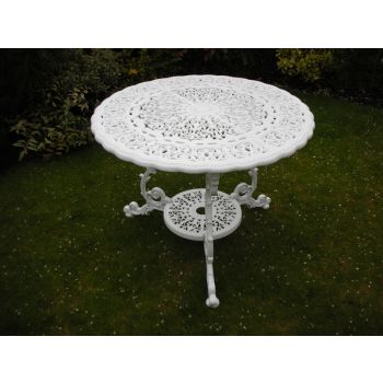 Victorian Round Table British Made, High Quality Cast Aluminium Garden Furniture - L94 x W94 x H73 cm