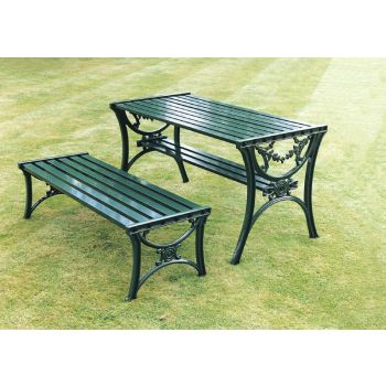 Edwardian Table British Made, High Quality Cast Aluminium Garden Furniture- L126 x W65 x H69 cm