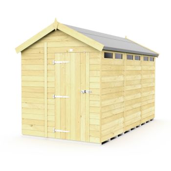 7 x 12 Feet Apex Security Shed - Single Door - Wood - L358 x W214 x H217 cm