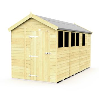 7 x 13 Feet Apex Shed - Single Door With Windows - Wood - L387 x W214 x H217 cm