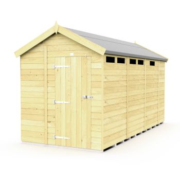 7 x 13 Feet Apex Security Shed - Single Door - Wood - L387 x W214 x H217 cm