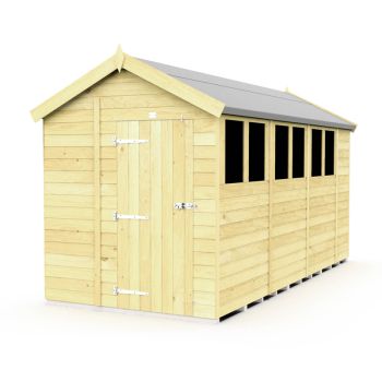 7 x 15 Feet Apex Shed - Single Door With Windows - Wood - L454 x W214 x H217 cm