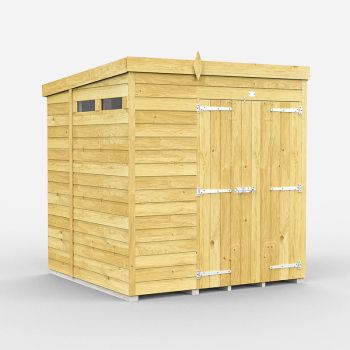 7 x 7 Feet Pent Security Shed - Double Door - Wood - L214 x W214 x H201 cm