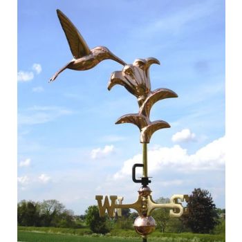 Cottage Hummingbird Copper Weathervane - H66 x W19 x L33 cm
