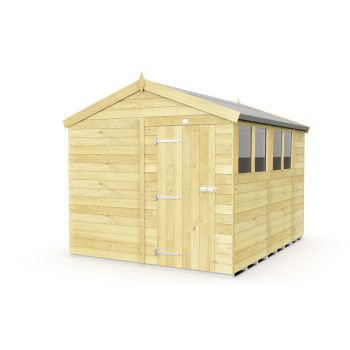 8 x 11 Feet Apex Shed - Single Door With Windows - Wood - L329 x W231 x H217 cm