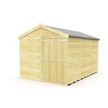 8 x 12 Feet Apex Shed - Double Door Without Windows - Wood - L358 x W231 x H217 cm