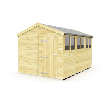 8 x 12 Feet Apex Shed - Single Door With Windows - Wood - L358 x W231 x H217 cm