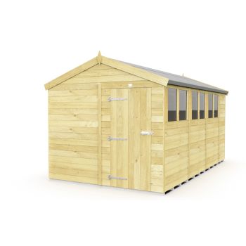 8 x 14 Feet Apex Shed - Single Door With Windows - Wood - L417 x W231 x H217 cm