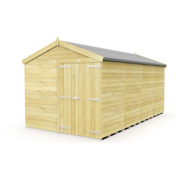 8 x 16 Feet Apex Shed - Double Door Without Windows - Wood - L472 x W231 x H217 cm