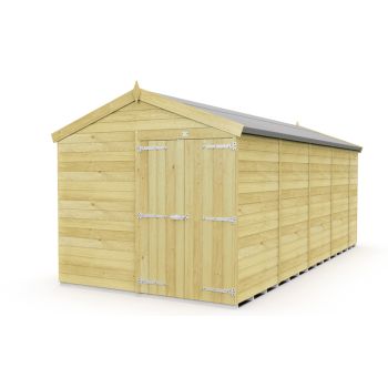 8 x 17 Feet Apex Shed - Double Door Without Windows - Wood - L503 x W231 x H217 cm