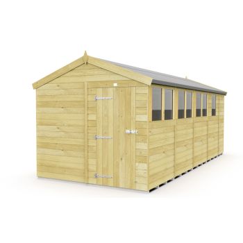 8 x 17 Feet Apex Shed - Single Door With Windows - Wood - L503 x W231 x H217 cm