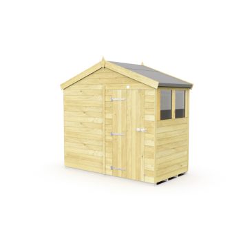 8 x 4 Feet Apex Shed - Single Door With Windows - Wood - L127 x W231 x H217 cm
