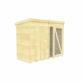 8ft X 4ft Dog Kennel and Run Full Height - Wood - L118 x W243 x H201 cm