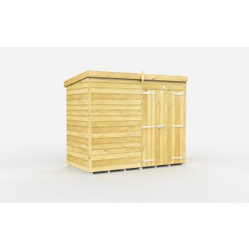8 x 4 Feet Pent Shed - Double Door Without Windows - Wood - L118 x W243 x H201 cm
