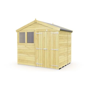 8 x 5 Feet Apex Shed - Double Door With Windows - Wood - L158 x W231 x H217 cm