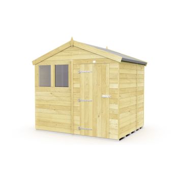 8 x 5 Feet Apex Shed - Single Door With Windows - Wood - L158 x W231 x H217 cm