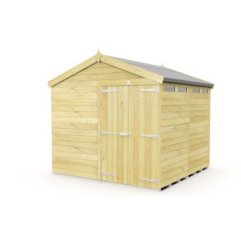 8 x 6 Feet Apex Security Shed - Double Door - Wood - L187 x W231 x H217 cm