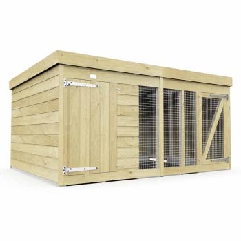 8ft x 6ft Dog Kennel and Run - Wood - L185 x W243 x H127 cm