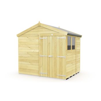 8 x 7 Feet Apex Shed - Double Door With Windows - Wood - L214 x W231 x H217 cm
