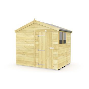 8 x 7 Feet Apex Shed - Single Door With Windows - Wood - L214 x W231 x H217 cm