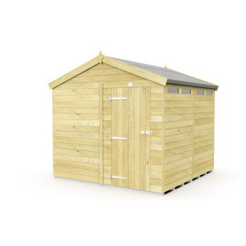 8 x 8 Feet Apex Security Shed - Single Door - Wood - L243 x W231 x H217 cm