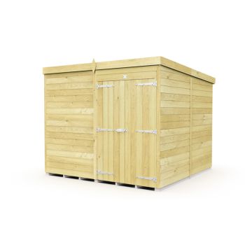 8 x 8 Feet Pent Shed - Double Door Without Windows - Wood - L231 x W243 x H201 cm