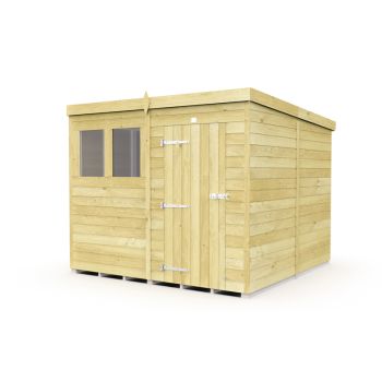 8 x 8 Feet Pent Shed - Single Door With Windows - Wood - L231 x W243 x H201 cm