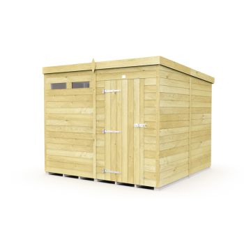 8 x 8 Feet Pent Security Shed - Single Door - Wood - L231 x W243 x H201 cm