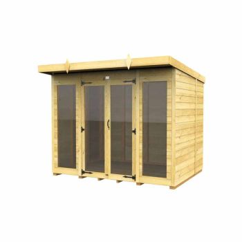 8ft x 8ft Pent Summer House (Full Height Window) - Wood - L231 x W243 x H201 cm