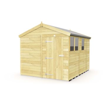 8 x 9 Feet Apex Shed - Single Door With Windows - Wood - L272 x W231 x H217 cm