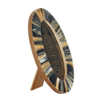 Tortoiseshell Style Oval Photo Frame 8x15cm - Polyresin - L1.27 x W12 x H19 cm - Brown