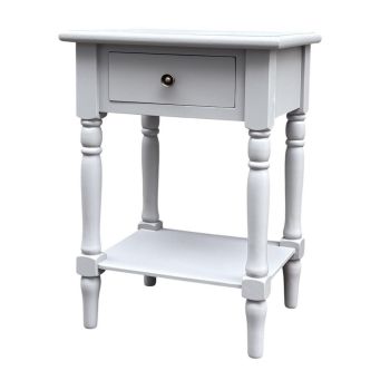 Single Drawers Side Table - L35 x W45 x H65 cm - White