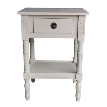 Single Drawers Side Table - L35 x W45 x H65 cm - Light Grey