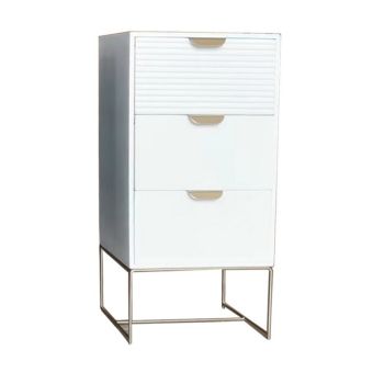 3 Drawer Bedside Table - Wood - L24 x W30 x H64 cm - White