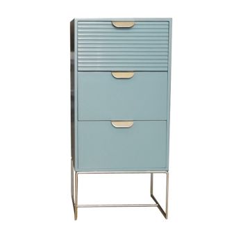 3 Drawer Bedside Table - Wood - L24 x W30 x H64 cm - Green