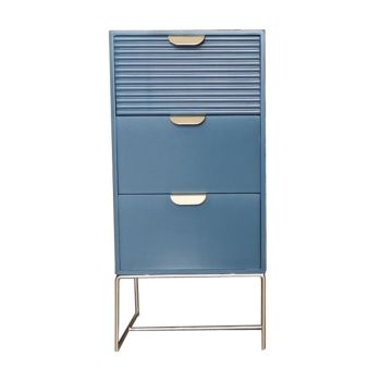 3 Drawer Bedside Table - Wood - L24 x W30 x H64 cm - Blue