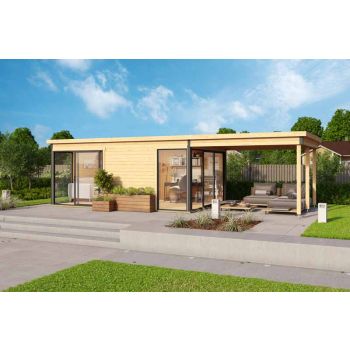 Optional Extra - Domeo 3/4 extension for Log Cabin, Wooden Garden Room, Timber Summerhouse, Home Office - H239.4 cm