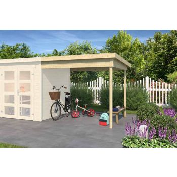 Zambezi anbau 200x250-Log Cabin, Wooden Garden Room, Timber Summerhouse, Home Office - H211 cm